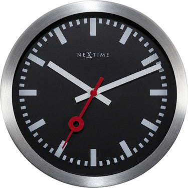 Nextime station – wandklok – 19 cm – aluminium – zwart