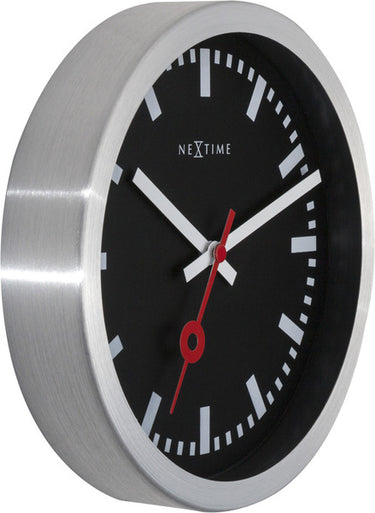 Nextime station – wandklok – 19 cm – aluminium – zwart