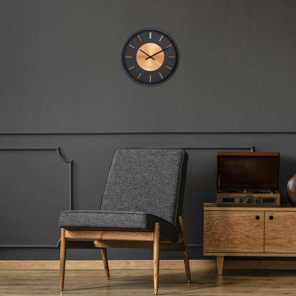 Load image into Gallery viewer, NeXtime NeXtime NE-3535CO Wandklok Retro II 25cm Zwart koper Metaal
