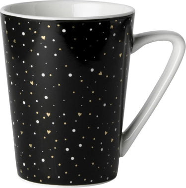 Dutch rose loft zwart-wit mok zwart met glitters 31 cl