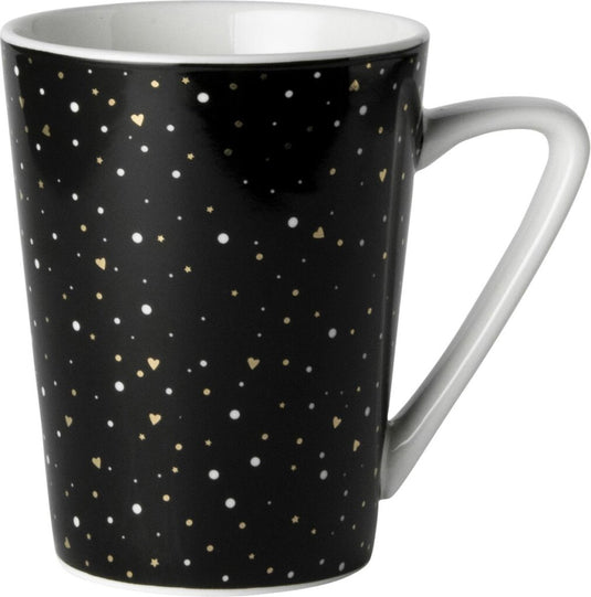 Dutch rose loft zwart-wit mok zwart met glitters 31 cl