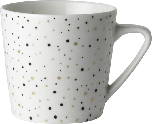Dutch rose loft zwart-wit koffiemok wit met glitters 20cl