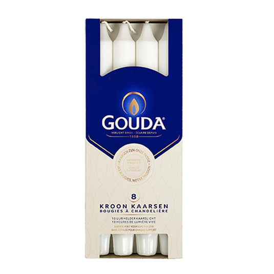 Gouda kroonkaars wit 240 24 doos a 8 stuks