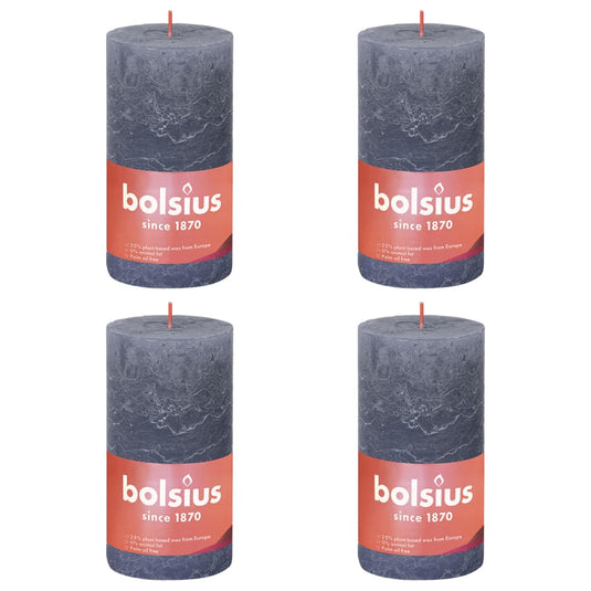 Bolsius Bolsius Stompkaarsen Shine 4 st rustiek 130x68 mm schemerblauw