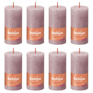 Bolsius Bolsius Stompkaarsen Shine 8 st rustiek 100x50 mm ash rose