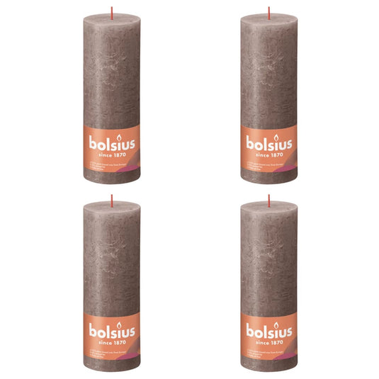 Bolsius stompkaarsen shine 4 st rustiek 190x68 mm rustiek taupe