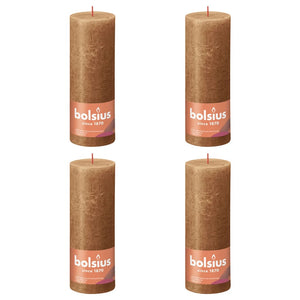 Bolsius Bolsius Stompkaarsen Shine 4 st rustiek 190x68 mm spice brown