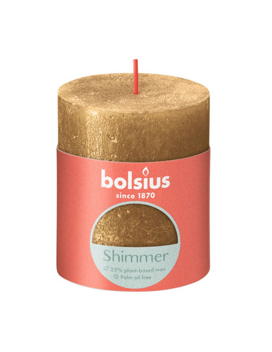 Bolsius rustiek stompkaars shimmer 80 68 - gold