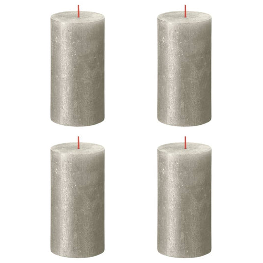 Bolsius Bolsius Stompkaarsen Shimmer 4 st rustiek 130x68 mm champagnekleurig