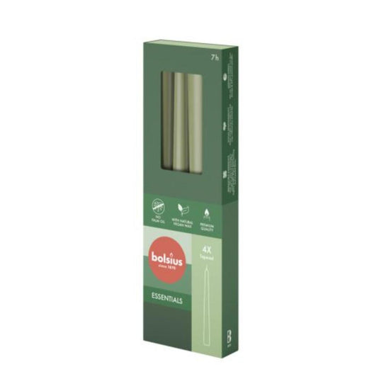 Bolsius gotische kaarsen 4 stuks fresh olive