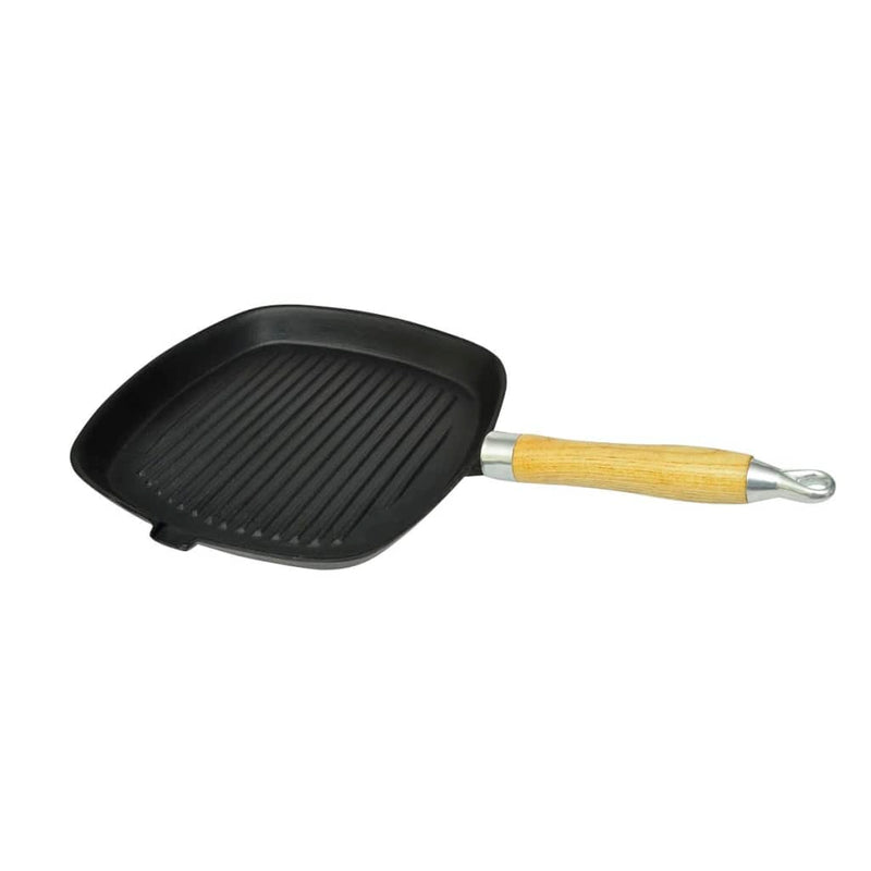Load image into Gallery viewer, Vidaxl grillpan met houten handvat gietijzer 20x20 cm
