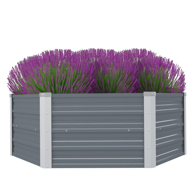 Load image into Gallery viewer, Vidaxl plantenbak verhoogd 129x129x46 cm gegalvaniseerd staal grijs
