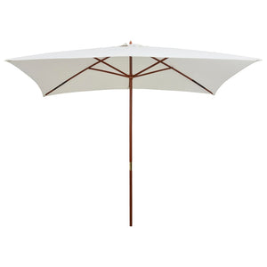 Vidaxl parasol met houten paal 200x300 cm crèmewit