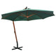 Vidaxl zweefparasol 350 cm houten paal groen