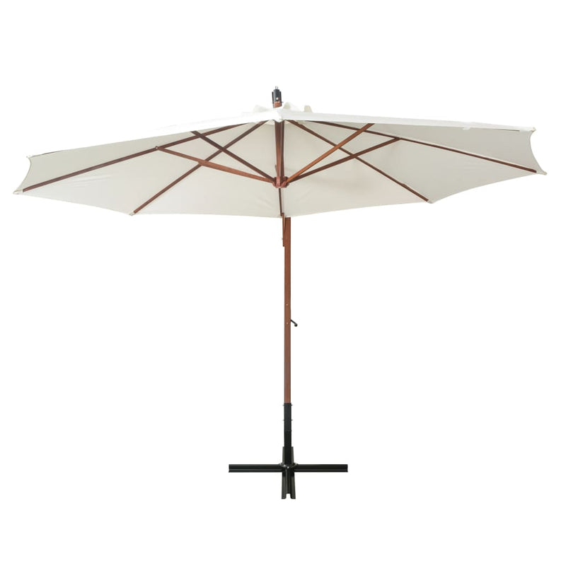 Load image into Gallery viewer, Vidaxl zweefparasol met houten paal 350 cm wit
