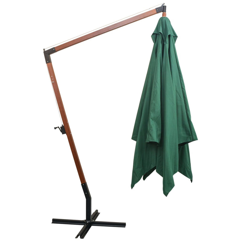 Load image into Gallery viewer, Vidaxl zweefparasol met houten paal 300x300 cm groen

