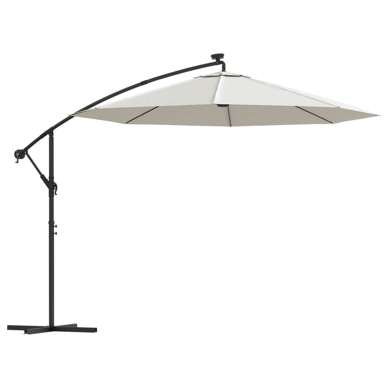 Load image into Gallery viewer, Vidaxl zweefparasol met led-verlichting en metalen paal 300 cm zand
