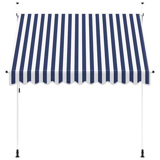 Vidaxl luifel handmatig uittrekbaar 250 cm blauw en witte strepen