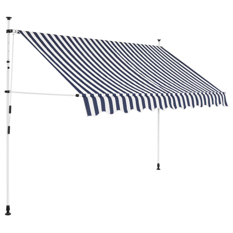 Load image into Gallery viewer, Vidaxl luifel handmatig uittrekbaar 300 cm blauw en witte strepen
