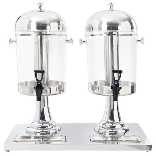 Vidaxl dubbele sapdispenser roestvrij staal 2x8 l