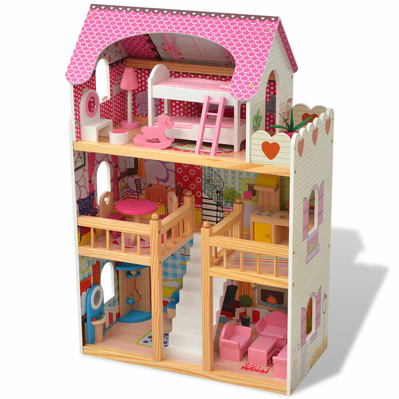 Load image into Gallery viewer, Vidaxl poppenhuis 3 verdiepingen 60x30x90 cm hout
