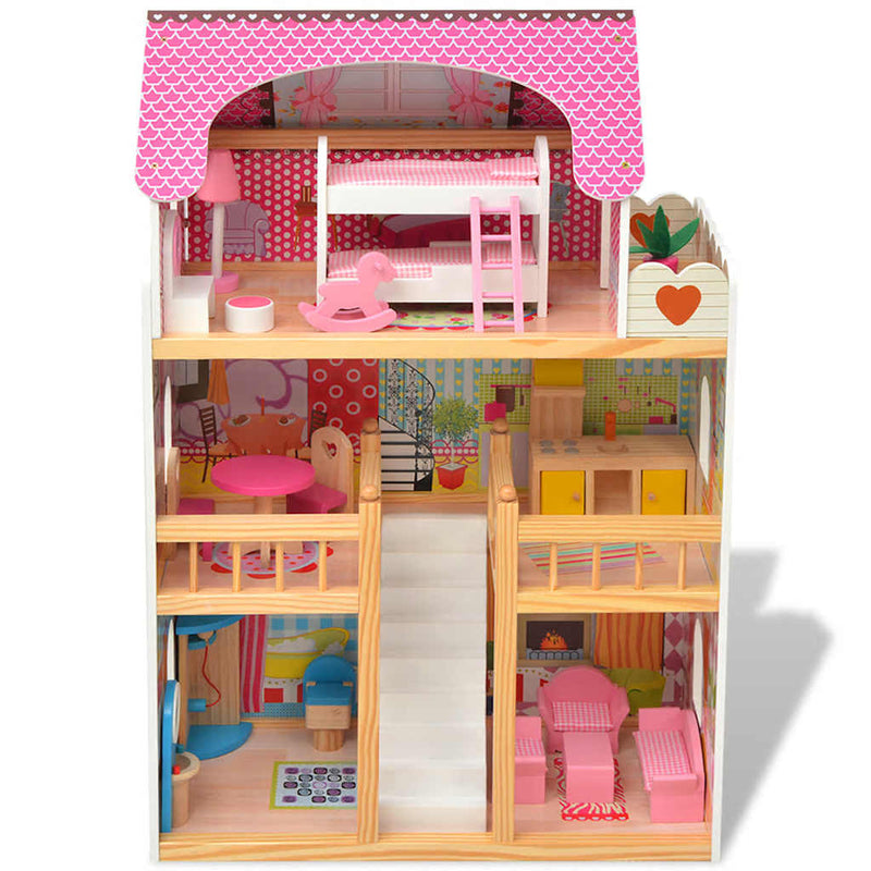 Load image into Gallery viewer, Vidaxl poppenhuis 3 verdiepingen 60x30x90 cm hout
