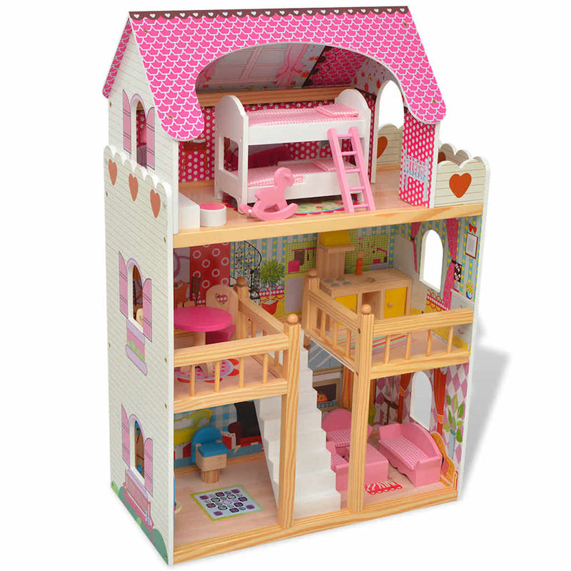Load image into Gallery viewer, Vidaxl poppenhuis 3 verdiepingen 60x30x90 cm hout
