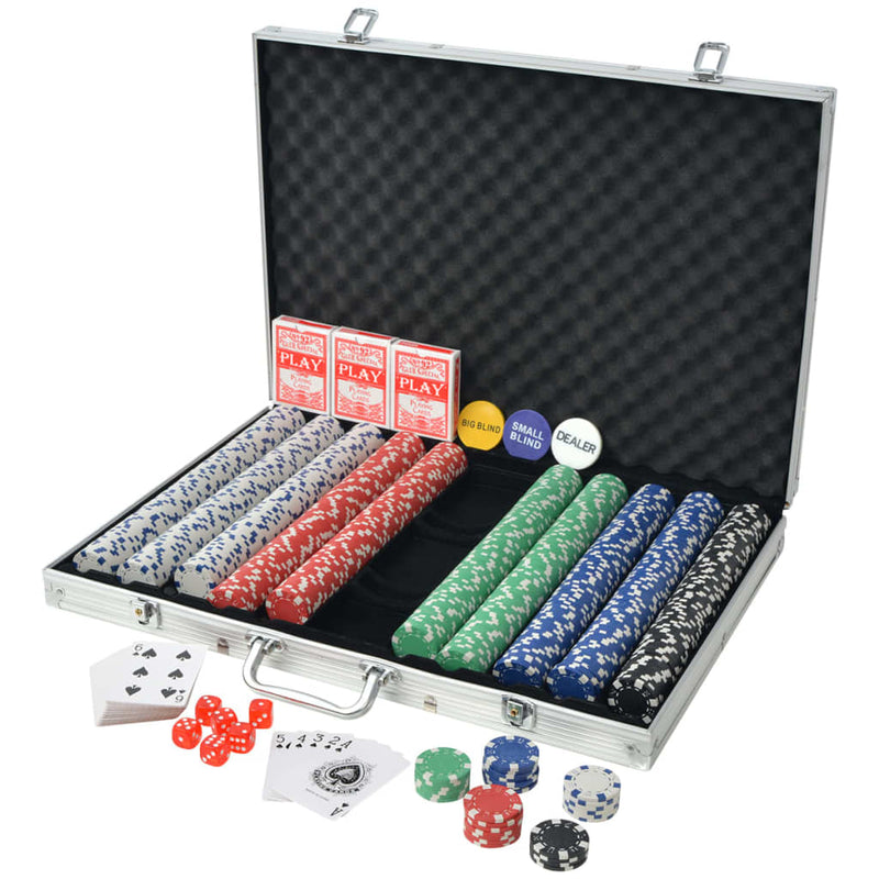 Load image into Gallery viewer, Vidaxl pokerset met 1000 chips aluminium
