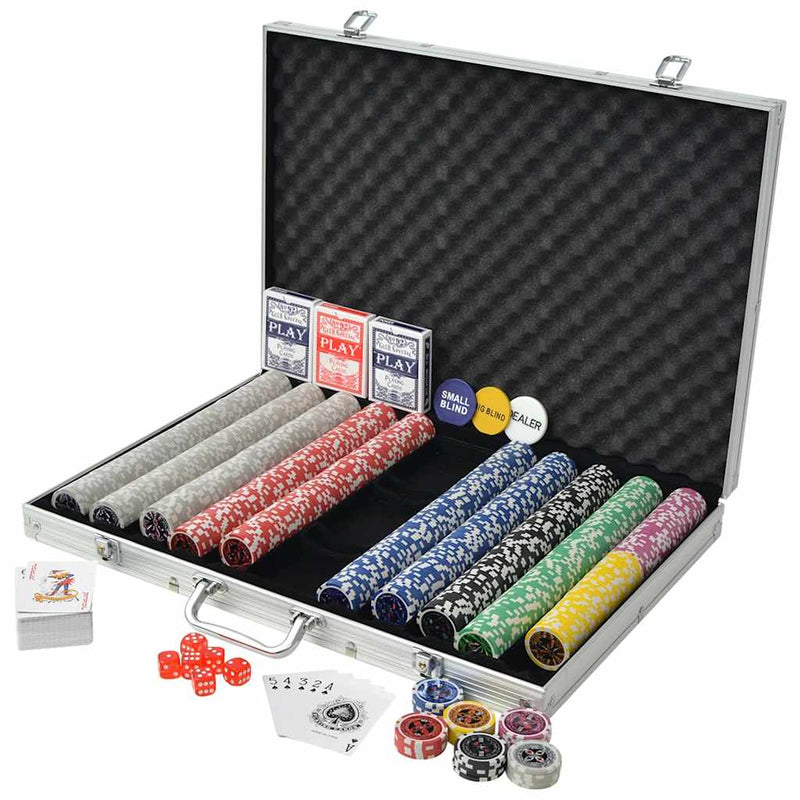 Chargez l'image dans la visionneuse de la galerie, Vidaxl pokerset met 1000 laser chips aluminium
