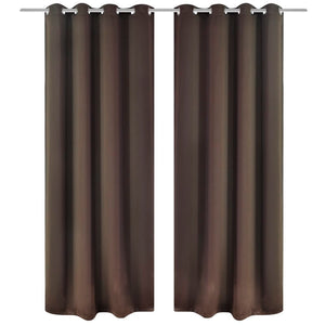 Vidaxl gordijnen met metalen ringen verduisterend 135x175 bruin 2 st