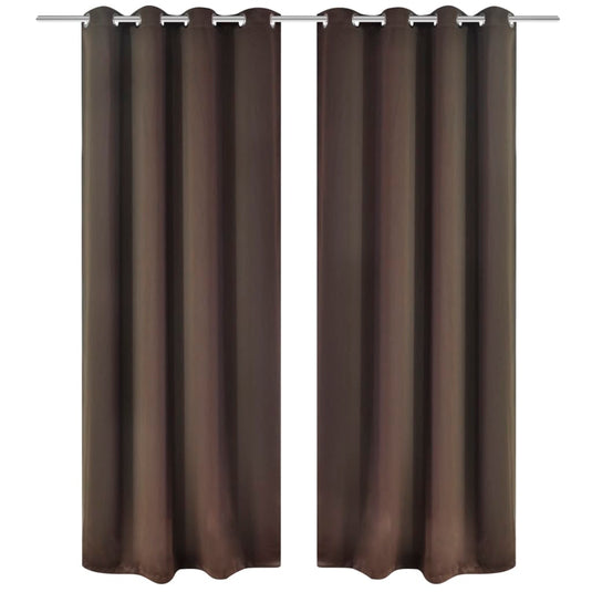 Vidaxl gordijnen met metalen ringen verduisterend 135x175 bruin 2 st