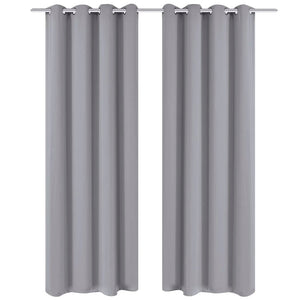 Vidaxl gordijnen met metalen ringen verduisterend 135x175 grijs 2 st
