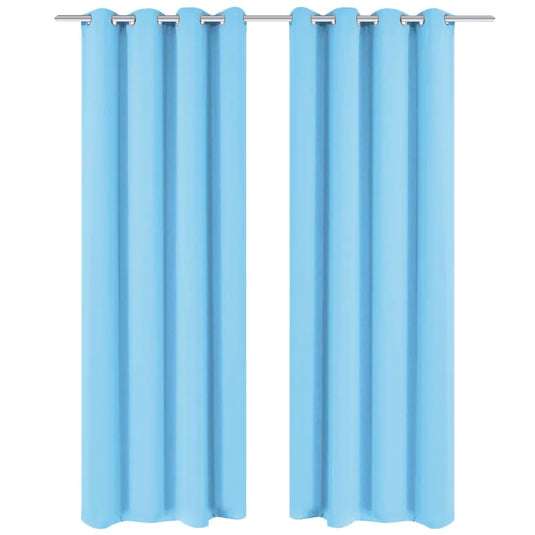Vidaxl gordijnen met metalen ringen verduisterend 135x175 turquoise 2 st
