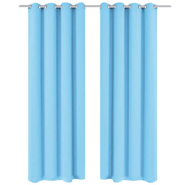 Vidaxl gordijn met metalen ringen verduisterend 270x245 turquoise