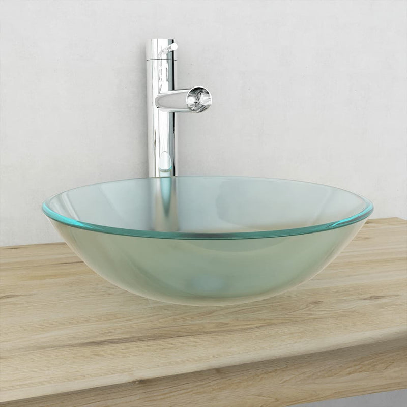 Load image into Gallery viewer, Vidaxl wasbak gehard glas 42 cm matglas
