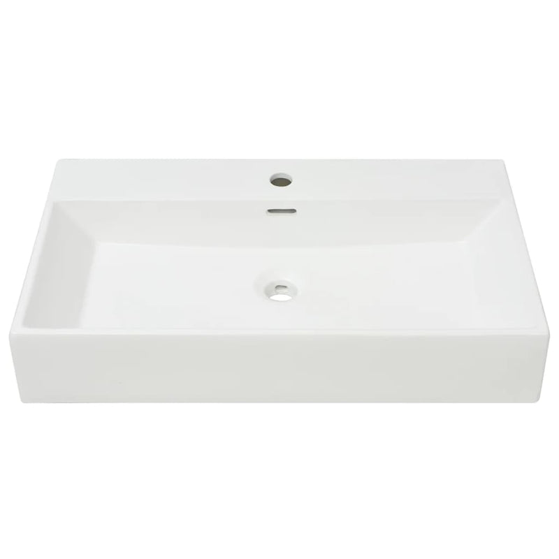Load image into Gallery viewer, Vidaxl wastafel met kraangat wit 76x42,5x14,5 cm kermiek
