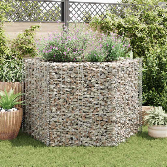VidaXL Gabion plantenbak verhoogd zeshoekig 160x140x100 cm