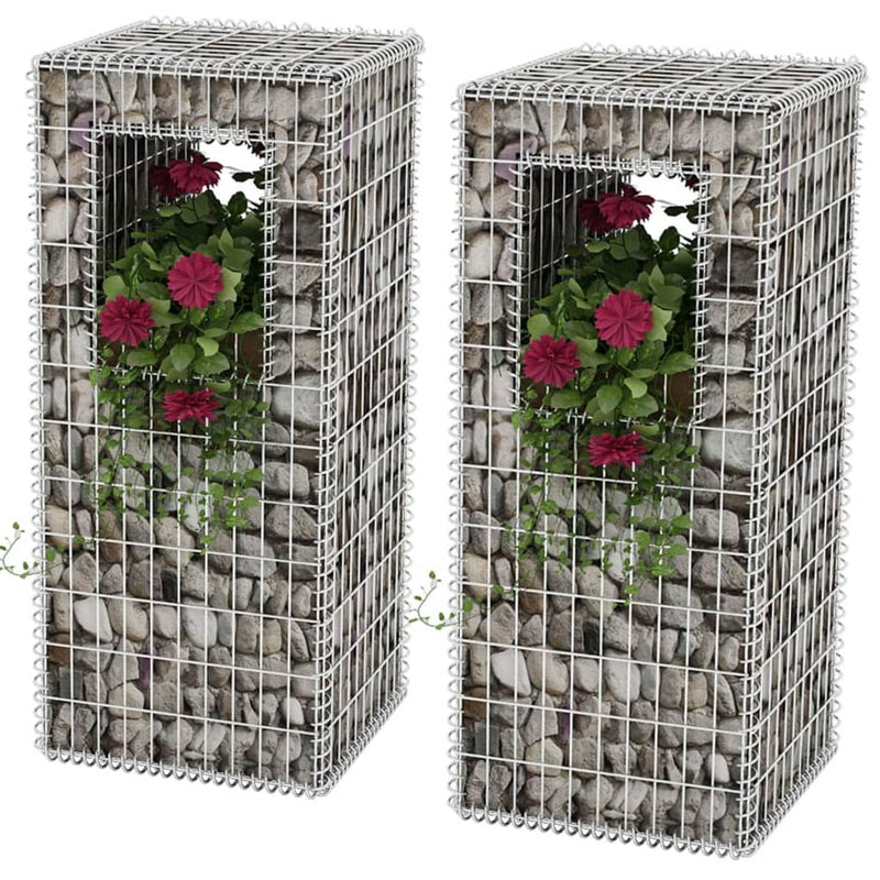 Load image into Gallery viewer, VidaXL Schanskorf palen plantenbakken 2 st 50x50x120 cm staal
