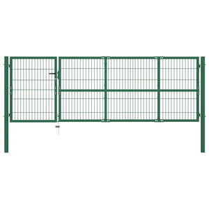 VidaXL Poort met palen 350x100 cm staal groen