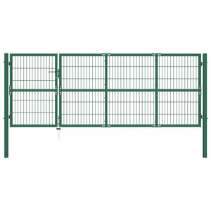 VidaXL Poort met palen 350x120 cm staal groen