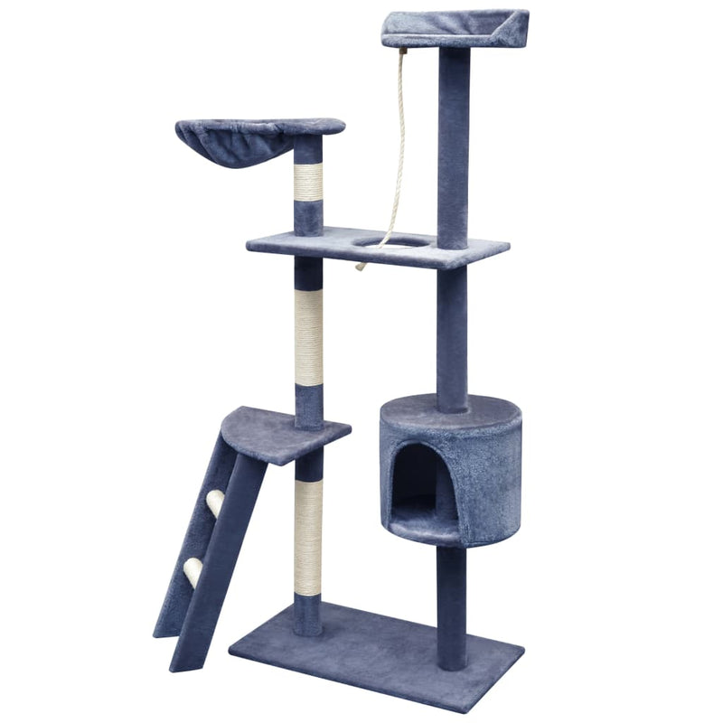 Load image into Gallery viewer, Vidaxl kattenkrabpaal met sisal krabpalen 150 cm donkerblauw
