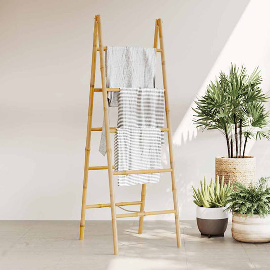 Vidaxl dubbele handdoekenladder met 5 tredes 50x160 cm bamboe