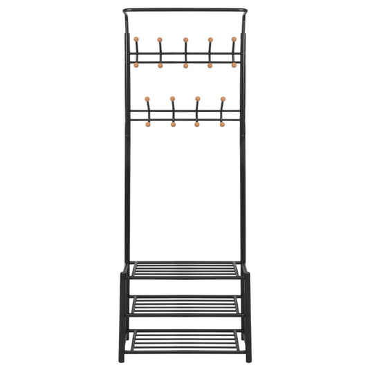 Vidaxl kledingrek met schoenenopberger 68x32x182,5 cm zwart