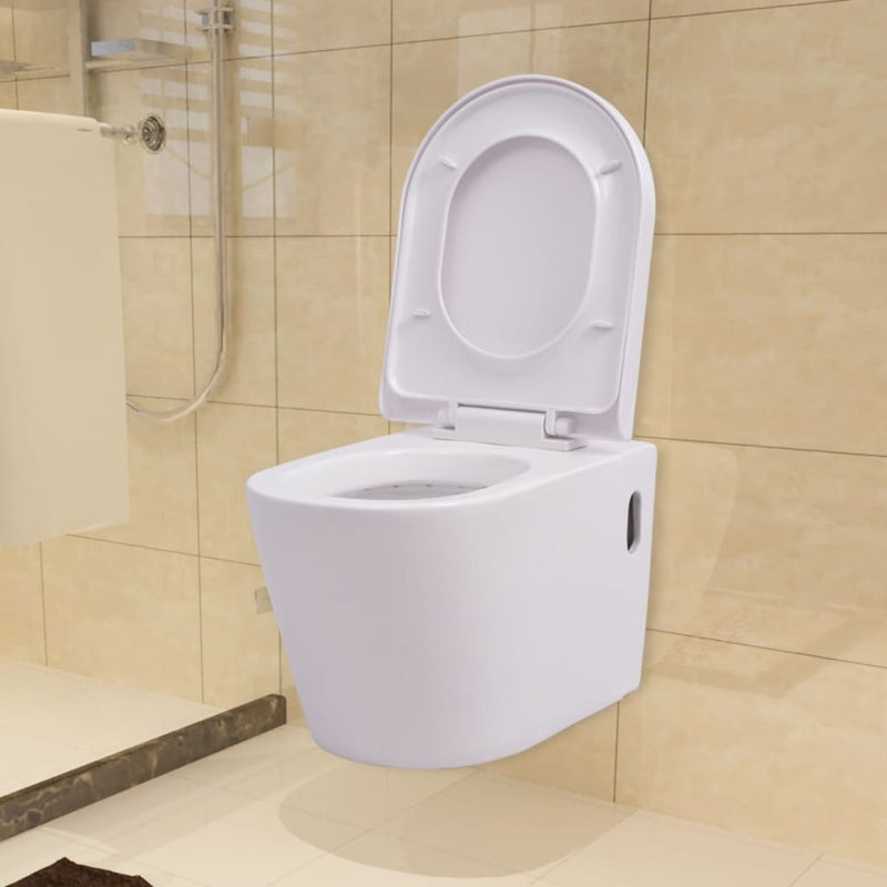 Load image into Gallery viewer, Vidaxl hangend toilet keramiek wit
