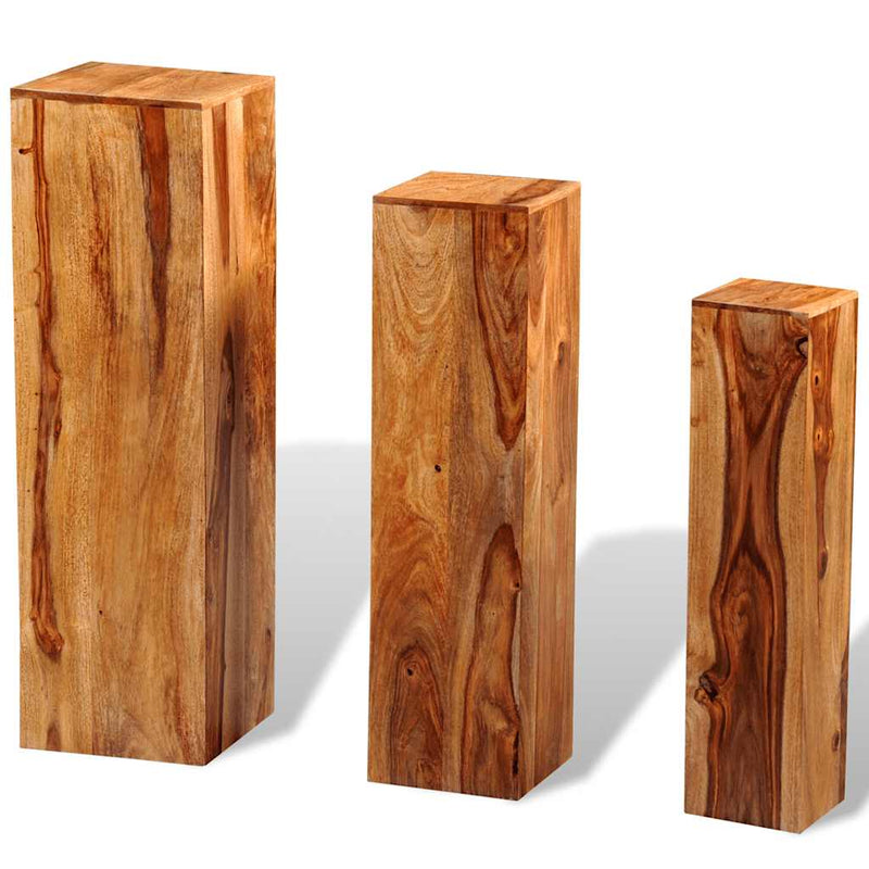Load image into Gallery viewer, Vidaxl 3-delige plantenstandaardenset massief sheeshamhout bruin
