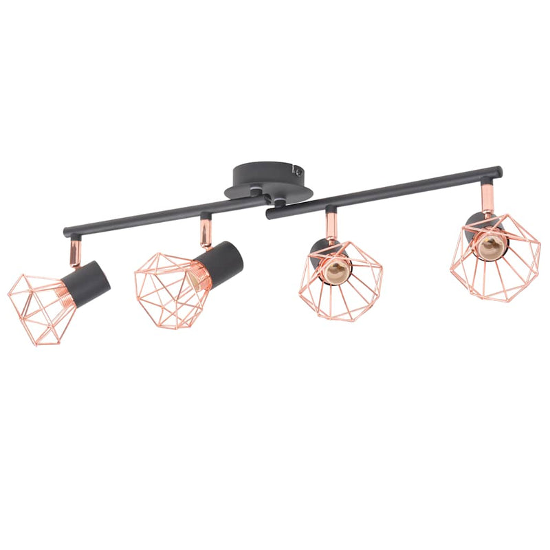 Afbeelding laden in galerijviewer, Vidaxl plafondlamp met 4 spotlights e14 zwart en koper
