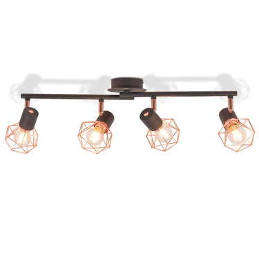 Vidaxl plafondlamp met 4 spotlights e14 zwart en koper
