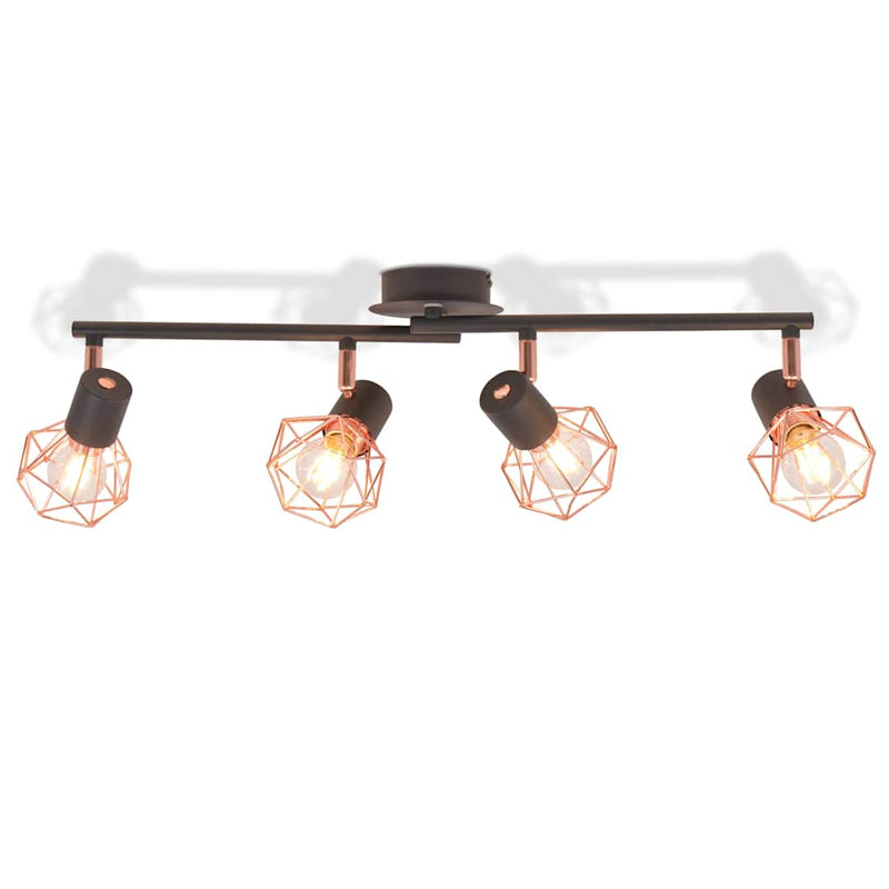 Afbeelding laden in galerijviewer, Vidaxl plafondlamp met 4 spotlights e14 zwart en koper

