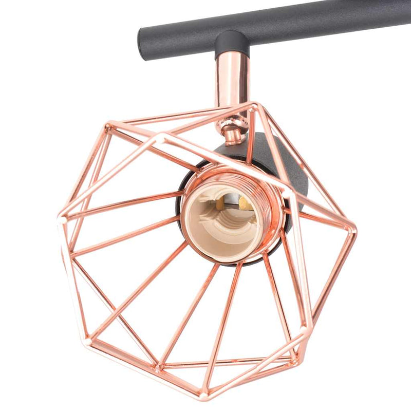 Afbeelding laden in galerijviewer, Vidaxl plafondlamp met 4 spotlights e14 zwart en koper
