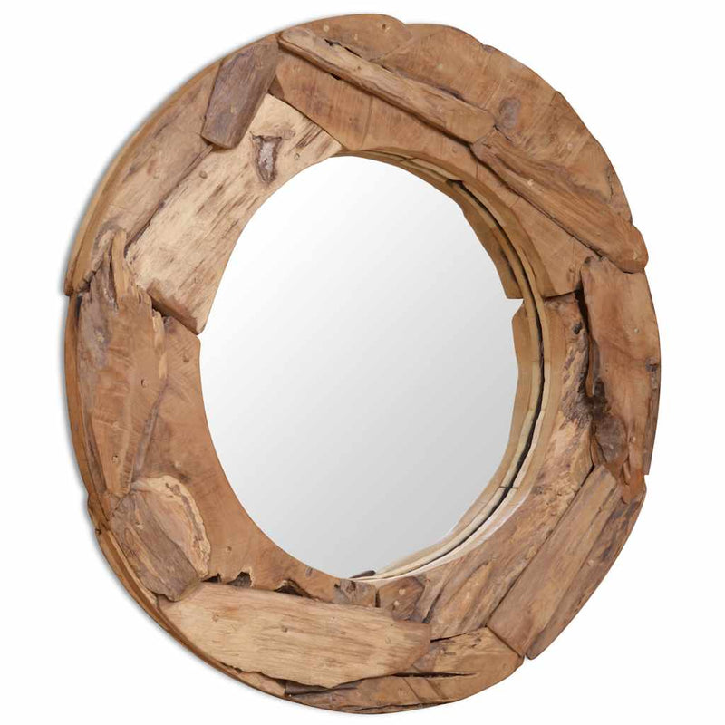 Load image into Gallery viewer, Vidaxl decoratieve spiegel rond 80 cm teakhout
